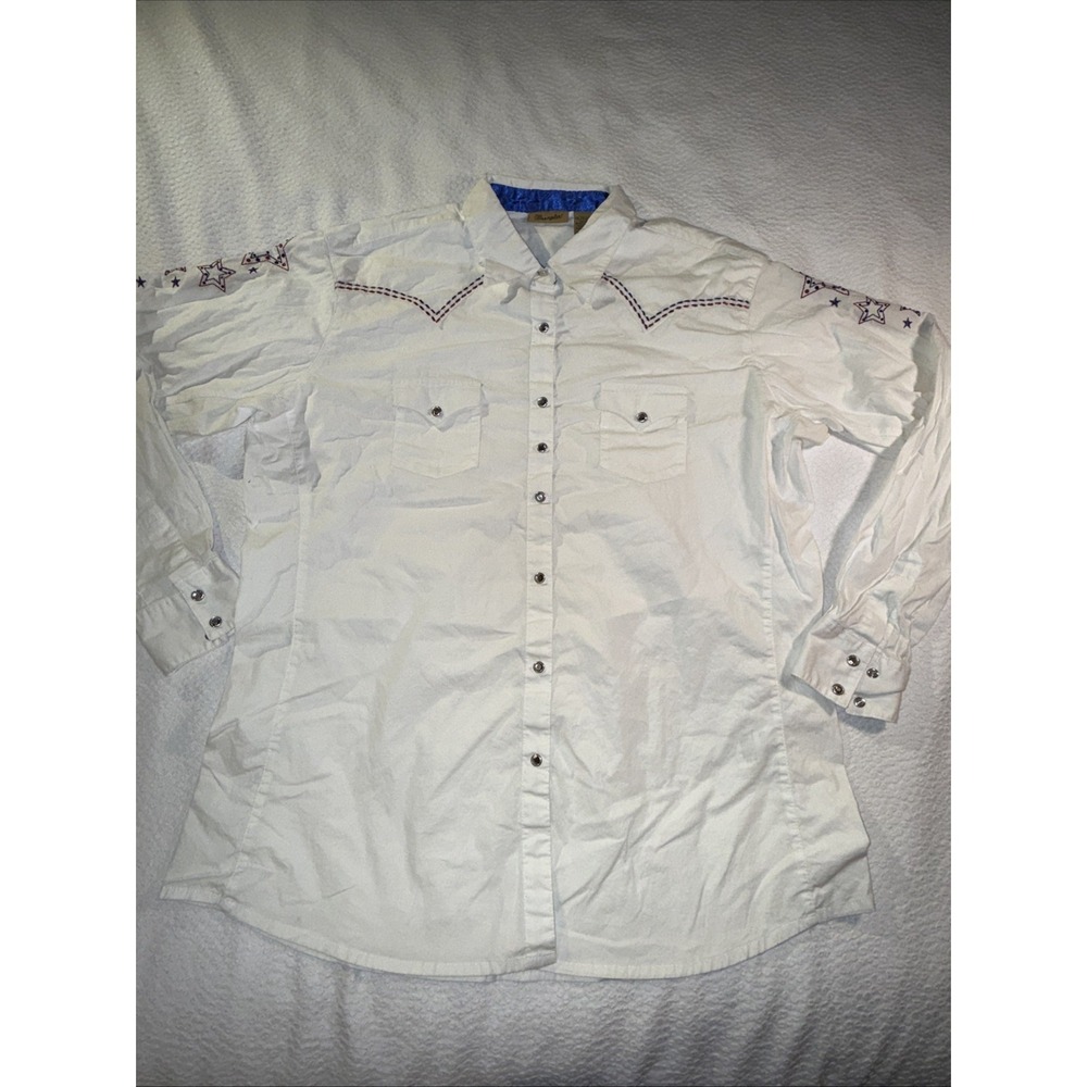 Wrangler Patriotic Bedazzled Diamond Snap Button Men's 2xl July 4th Long Sleeve